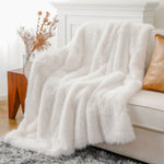 Load image into Gallery viewer, BATTILO HOME Luxury White Faux Fur Throw Blanket, Fluffy Cozy Soft Warm Fur Blanket for Couch, Sofa, Chair, Bed, Plush Fuzzy Fur Throws with Long Pile, 50&quot;x60&quot;(Ivory)

