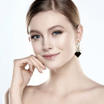 Load image into Gallery viewer, Black Gold Earrings for Women Dangle Drop Fashion Rhinestone Jewelry
