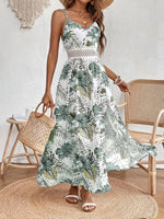 Load image into Gallery viewer, Women's Hawaiian Maxi Dresses Summer Floral Boho Sleeveless V-Neck Flowy Beach Vacation Dresses Spaghetti Straps Green
