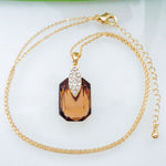 Load image into Gallery viewer, Navachi 18k Gold Plated Square Browm Zircon Az6041 Pendant Necklace 16"+2"
