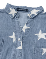 Load image into Gallery viewer, Zilcremo Women Denim Shirt Dresses Long Sleeve Distressed Jean Dress Button Down Casual Tunic Top Bluestar S
