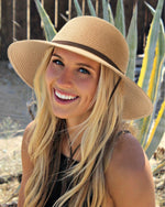 Load image into Gallery viewer, FURTALK Womens Wide Brim Sun Hat with Wind Lanyard UPF Summer Straw Sun Hats for Women Khaki
