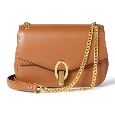 Amazon Essentials Women's Chain Shoulder Bag, Tan Faux Leather, One Size