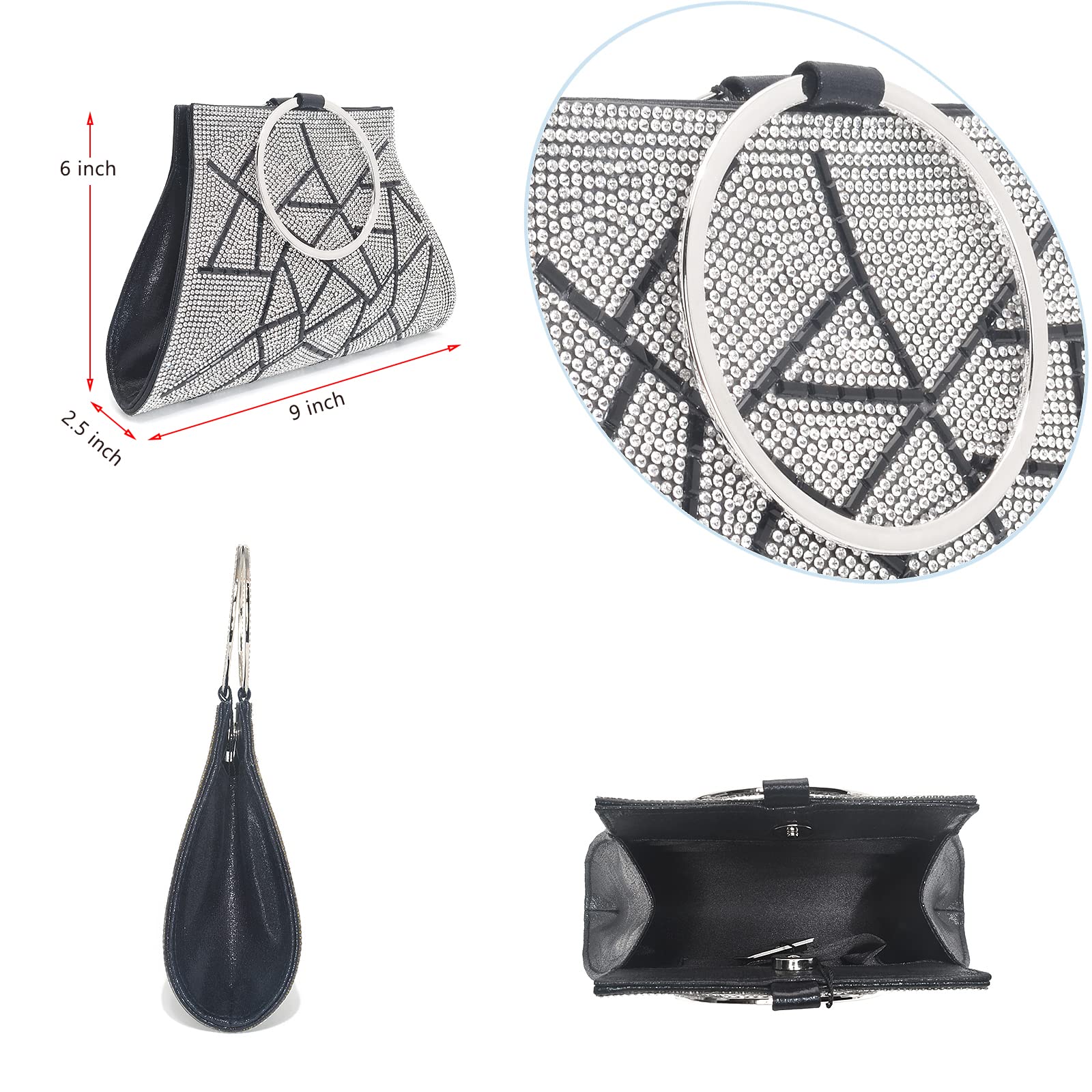 MOSSMON Crystal Clutch Purses Bride and Bridesmaid Handbag Elegant Wristlet Evening Bag for Women