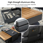 Load image into Gallery viewer, homary 6 Piece Aluminum &amp; Teak Outdoor Sofa Set, Patio Sofa Seat L-Shaped Outdoor Sectional Sofa Set with Adjustable Backrests/Waterproof/Fade Resistant Cushions Ideal for Patios/Balconies,Light Gray
