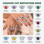 Load image into Gallery viewer, RANDES Cushion Cut Ruby Birthstone Ring Sterling Silver 3 Carat Engagement Rings Double Halo Red Stone Promise Wedding Ring Size 6
