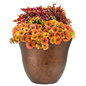 Classic Home and Garden Honeysuckle Resin Flower Pot Planter, Copper, 13"
