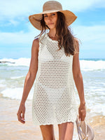 Load image into Gallery viewer, ANRABESS Womens Swimsuit Cover Up Sleeveless Knit 2025 Summer Outfits Swimwear Bathing Suit Coverup Crochet Beach Dress White Medium
