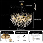Load image into Gallery viewer, kvtinmty 14-Light Modern Large Crystal Chandelier for Dining Room, 48&quot; Round Gold Crystal Tree Branche Chandelier, Living Room Crystal Chandelier, Crystal Chandeliers for High Ceiling,Entryway,Foyer
