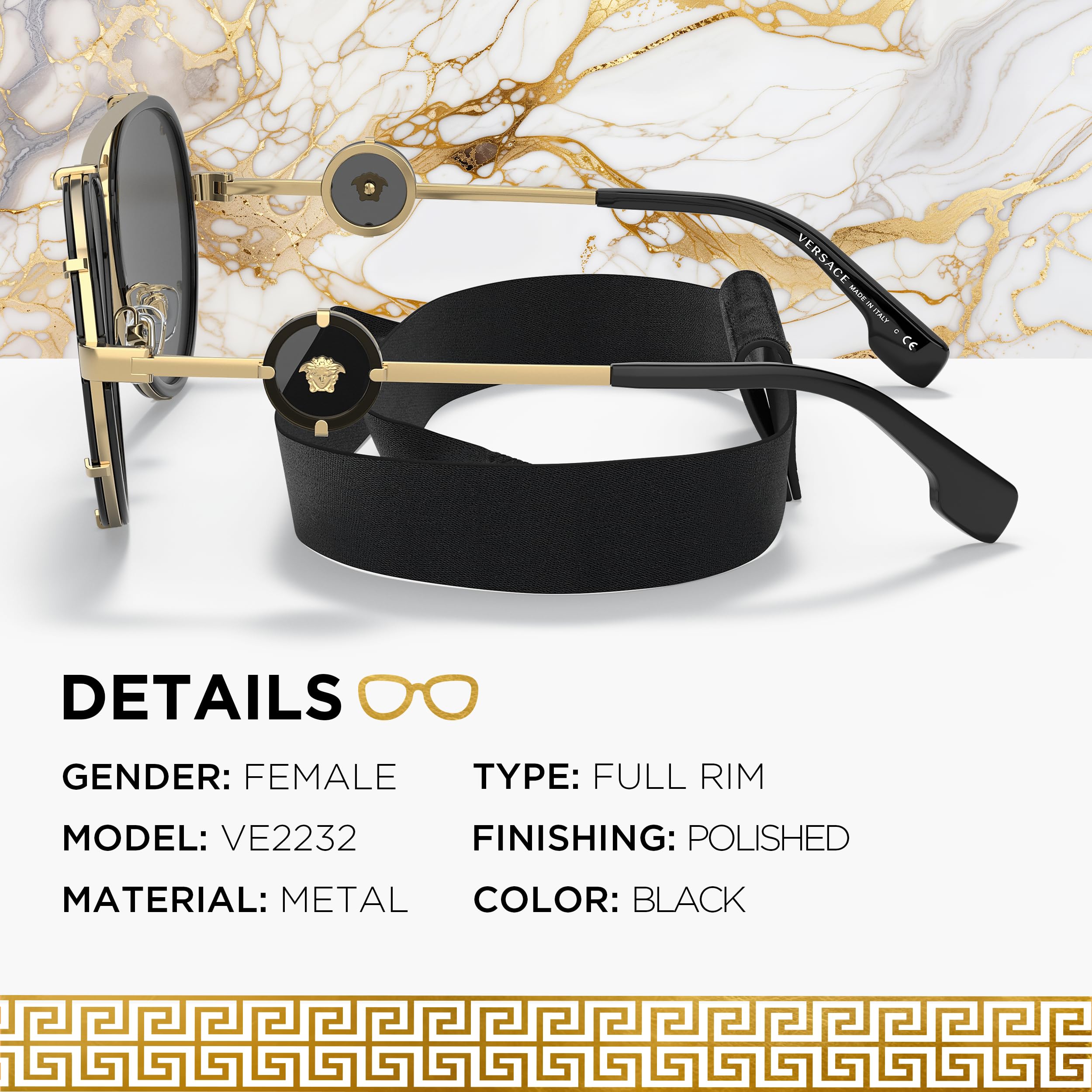 VERSACE VE2232 Medusa PILOT Shape Sunglasses with Luxury Eyewear kit