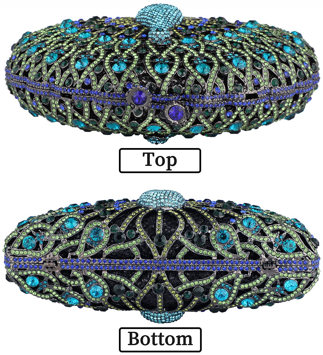MOSSMON Peacock Luxury Rhinestone Crystal Evening Clutch Bag Sparkly Bride Wedding Party Purses for Women