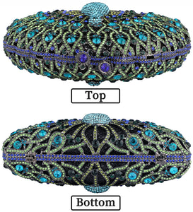MOSSMON Peacock Luxury Rhinestone Crystal Evening Clutch Bag Sparkly Bride Wedding Party Purses for Women
