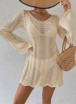 Load image into Gallery viewer, Falechay Swimsuit Coverup for Women Womens Cover Ups for Swimwear Bikini Beach Cover Up Bathing Suit Flowy Summer Coverups Swimming Sexy Flared Sleeve Knit Fall Resort Oversized Outfit 2026 Apricot M
