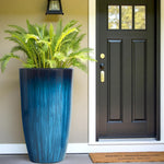 Load image into Gallery viewer, Worth Garden 23.5" H. Large Plastic Planters - Set of 2 Gradient Blue Glossy Smooth Finish - Tall Plant Pots for Indoor &amp; Outdoor Use - Decorative Lightweight Flower Pot for Front Porch, Patio, Deck
