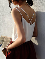Load image into Gallery viewer, Ekouaer Womens 2-Pack Silk Satin Camisole Tank Top V Neck Sexy Cross Back Spaghetti Strap Cami Sleeveless Lounge Tops
