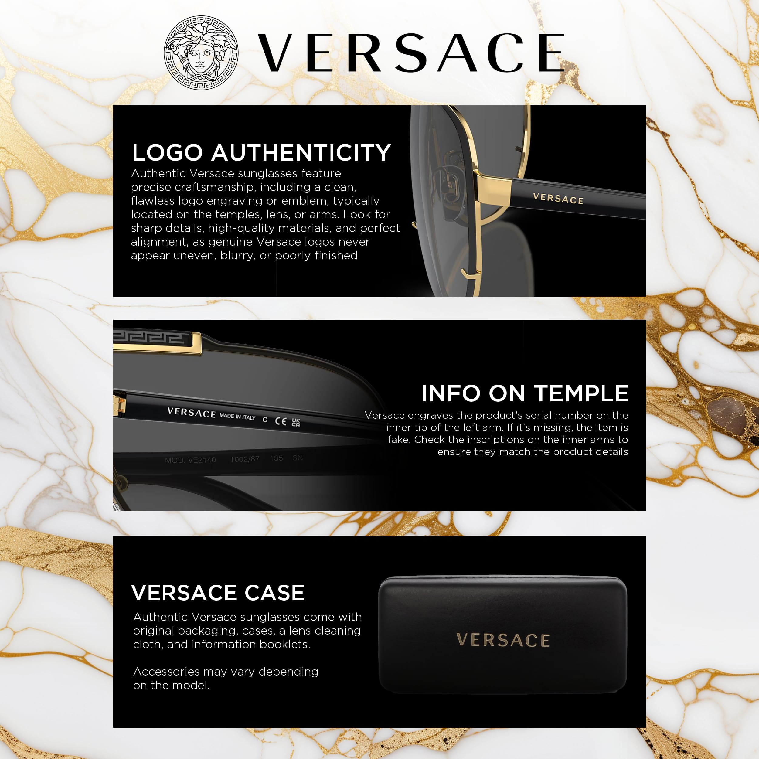 VERSACE VE2232 Medusa PILOT Shape Sunglasses with Luxury Eyewear kit