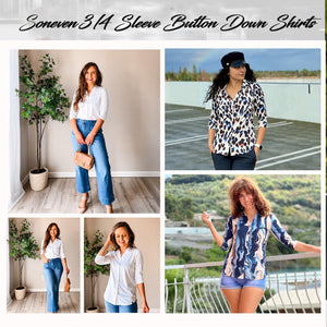 Soneven Womens Long Sleeve Button Down Shirts V Neck Golf Polo Shirts Business Causal Work Blouses Tops Collared Shirts