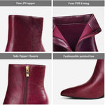 Load image into Gallery viewer, Elisabet Tang Women's Pointed Toe Booties 3 inches Heels Ankle Boots with Side Zipper Dressy Comfy Work Formal Winter Fall Wine Red Size 9
