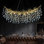 Load image into Gallery viewer, kvtinmty Modern Crystal Gold Chandelier, 55&quot; Large Rectangular Oval Tree Branch Crystal Chandeliers for Dining Room,16-Light Flush Mount K9 Crystal Chandeliers, for Kitchen Island,Dining Room
