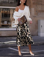 Load image into Gallery viewer, Zeagoo Womens Leopard Skirt Fall Skirts for Women Trendy Silk Midi Skirts High Waisted Skirt M

