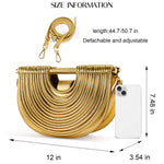 Load image into Gallery viewer, Clutch Purses for Women, Crescent Handbag Woven Bag, Formal PU Leather Purse Designer Handbags for Party Prom Wedding, Gold
