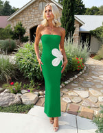 Load image into Gallery viewer, ZESICA Women&#39;s Summer Strapless Bodycon Maxi Dress 2025 Ribbed Knit Backless Floral Tube Cocktail Party Long Dresses,Green,Medium
