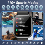Load image into Gallery viewer, Smart Watch for Men Women, 1000mAh Battery 100-Day Standby Time, 1.85&quot; HD Screen Fitness Tracker, 110+ Sport Modes, IP68 Waterproof, Heart Rate/Sleep Monitor, Fitness Watch for Android/iOS (Black)
