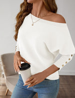 Load image into Gallery viewer, Micoson Womens Off Shoulder Sweater Tops Fall Outfits Fashion 2025 Oversized Knit Long Sleeve Crochet Pullovers White XL
