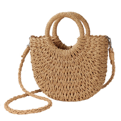 Youjaree Womens Small Straw Crossbody Handbag Handmade Woven Shoulder Bag Purse for Summer (Brown)