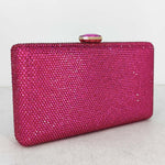 Load image into Gallery viewer, Boutique De FGG Fuchsia Crystal Evening Bags for Women Formal Party Box Clutch Wedding Rhinestone Handbags Bridal Clutch Purse,Mini
