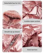 Load image into Gallery viewer, Bellivera Women's Puffer Jacket Warm Coat Hooded with Fur Collar 7695 D.PINK XXL
