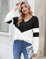 Load image into Gallery viewer, Zeagoo Women's 2025 Fall V-Neck Cropped Sweater Trendy Long Latern Sleeve Ribbed Knit Pullover Crop Tops Black White
