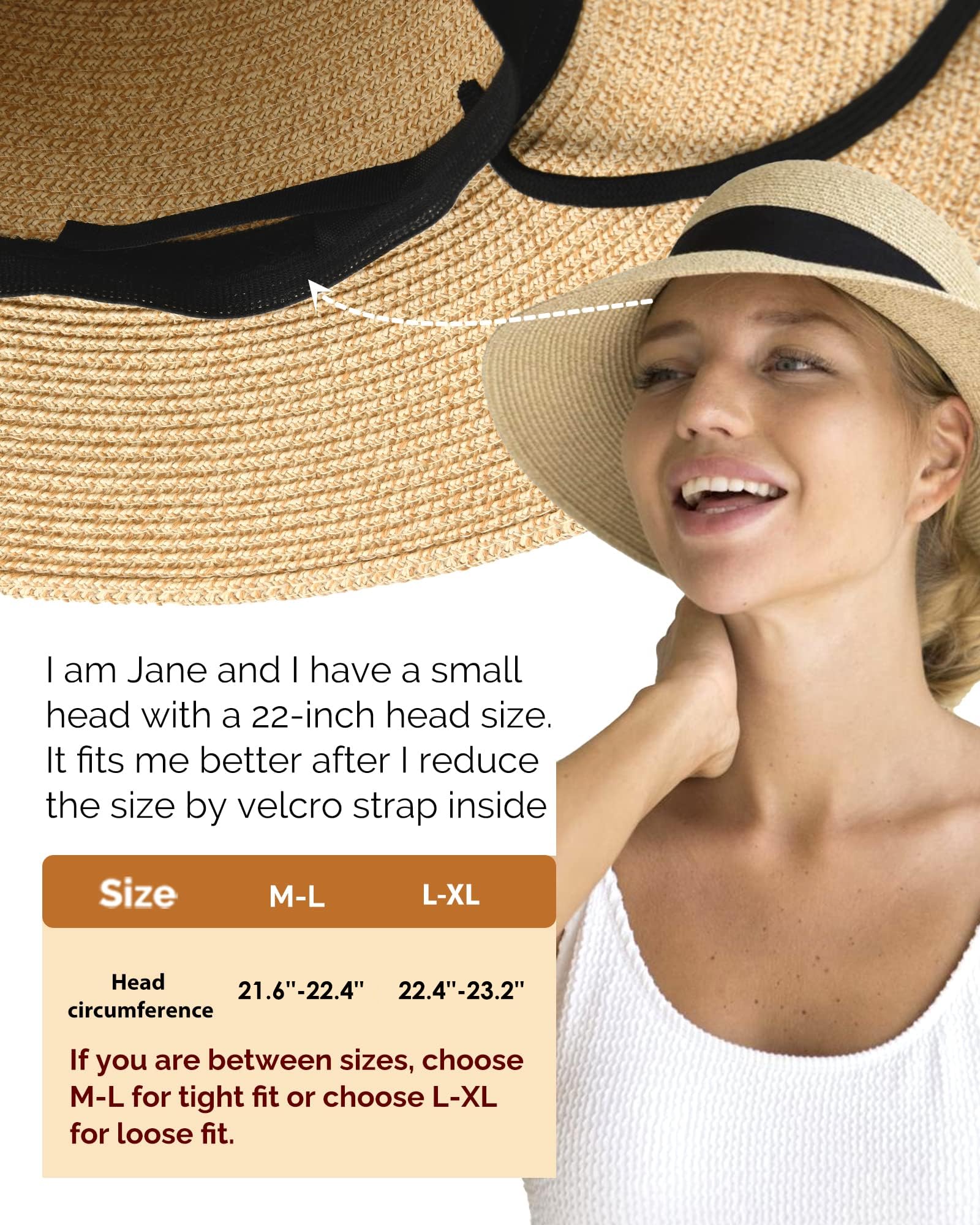 FURTALK Womens Beach Sun Straw Hat UV UPF 80+ Travel Foldable Brim Summer UV Hat Mixed Beige