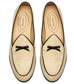 Load image into Gallery viewer, Journey West Raffia Bowtie Loafer for Women Slip-on Belgian Penny Loafers Shoes for Women Beige US 8.5
