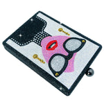 Load image into Gallery viewer, Boutique De FGG Retro Crystal Clutch Purses for Women Luxury Rhinestone Evening Bag Novelty Formal Party Clutch Handbag,Mini,Silver Cartoon Characters
