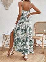 Load image into Gallery viewer, Women's Hawaiian Maxi Dresses Summer Floral Boho Sleeveless V-Neck Flowy Beach Vacation Dresses Spaghetti Straps Green
