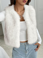 Load image into Gallery viewer, BTFBM Faux Fur Vest For Women 2025 Trendy Fall Sleeveless Cropped Fuzzy Jacket Fluffy Winter Coats Furry Vests Outerwear(White, Medium)
