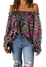 Load image into Gallery viewer, Spriolim Womens Boho Floral Off Shoulder Top Long Sleeve Casual Shirt Cute Summer Blouses Floral Purple, Medium
