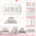 Load image into Gallery viewer, Tkifoda Bride To Be Gift Set Bride Makeup Bag I Do Bride Slippers Bride Robe Bride Hair Clip Bride Gifts Wedding Gifts (Slippers+Makeup Bag+Clip)
