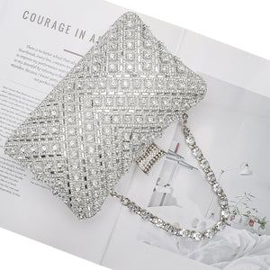 COAIMANEY Women Sparkly Rhinestone Clutch with Chains, Glitter Evening Handbag Purse Shoulder Bag for Wedding Party Prom
