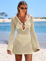 Load image into Gallery viewer, ANRABESS Women Beach Crochet Cover Ups Summer Knit Swimwear Mesh Bathing Suit Hollow Out Dress 2025 Vacation Swimsuit Beige
