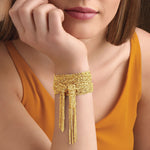 Load image into Gallery viewer, Ross-Simons Italian 18kt Gold Over Sterling Silver Mesh Tie Necklace. 32 inches
