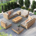 Load image into Gallery viewer, Grand patio 9-Piece Patio Furniture Set with 47" Fire Pit Table, Outdoor Conversation Set &amp; 50,000 BTU 47 Inch Rectangle Propane Fire Pit &amp; Storage Box with Water Resistant Thick Cushions, Cream
