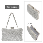 Load image into Gallery viewer, COAIMANEY Women Sparkly Rhinestone Clutch with Chains, Glitter Evening Handbag Purse Shoulder Bag for Wedding Party Prom
