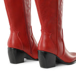 Load image into Gallery viewer, DREAM PAIRS Womens Cowboy Boots Comfortable Pull On Zipper Chunky Heel Pointed Toe Embroidered Western Cowgirl Knee High Boots Girls Ladies Retro Tall Boot,Size 8,Red,SDKB224W

