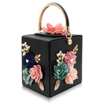 Load image into Gallery viewer, Milisente Evening Clutch Bag for Women Floral Square Box Evening Bags Crossbody Shoulder handBags Flower Wedding Clutch Purse (Black)
