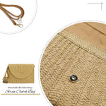 Load image into Gallery viewer, Aovtero Straw Clutch Purse Women Crossbody Bag Summer Beach Shoulder Bags Envelope Wallet Handbags (Light Brown)
