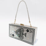 Load image into Gallery viewer, MAYIFDO Diamond Sliver Crystal Evening Bag Rhinestone Bling Handbags Ace of Spades Purses Poker Card Clutch For Party.
