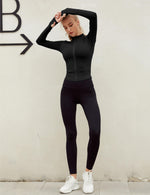 Load image into Gallery viewer, Lviefent Womens Lightweight Full Zip Running Track Jacket Workout Slim Fit Yoga Sportwear with Thumb Holes (Black, Medium)
