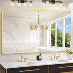 Load image into Gallery viewer, CIVENO 55&quot;x36&quot; Gold Bathroom Mirror, Large Rectangle Mirror, Rectangular Wall Mirror, Rounded Corner Vanity Mirror with Aluminum Metal Frame for Bathroom Bedroom Living Room
